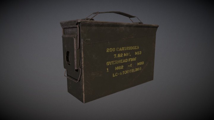 Ammo box metal 7.62mm bullet 3D Model
