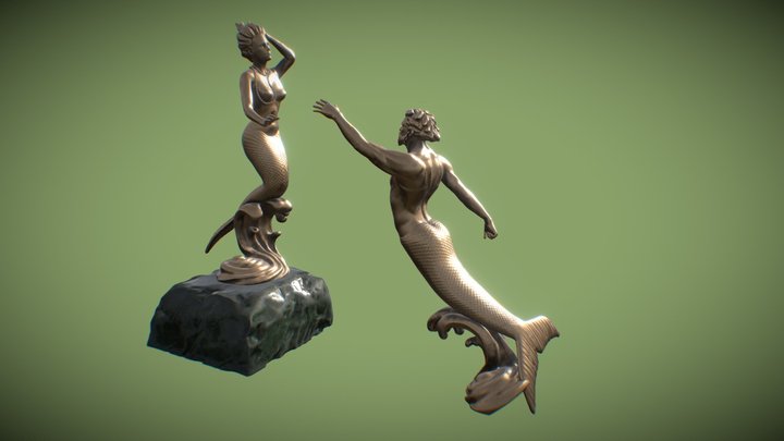 Mermaid statue 3D Model