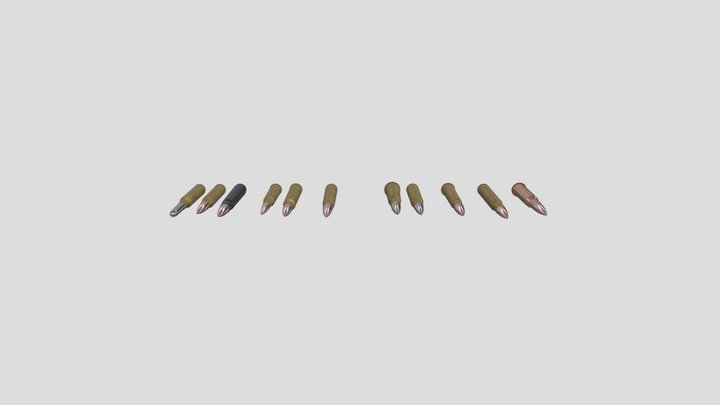 WW2 Rifle Ammo Pack 3D Model
