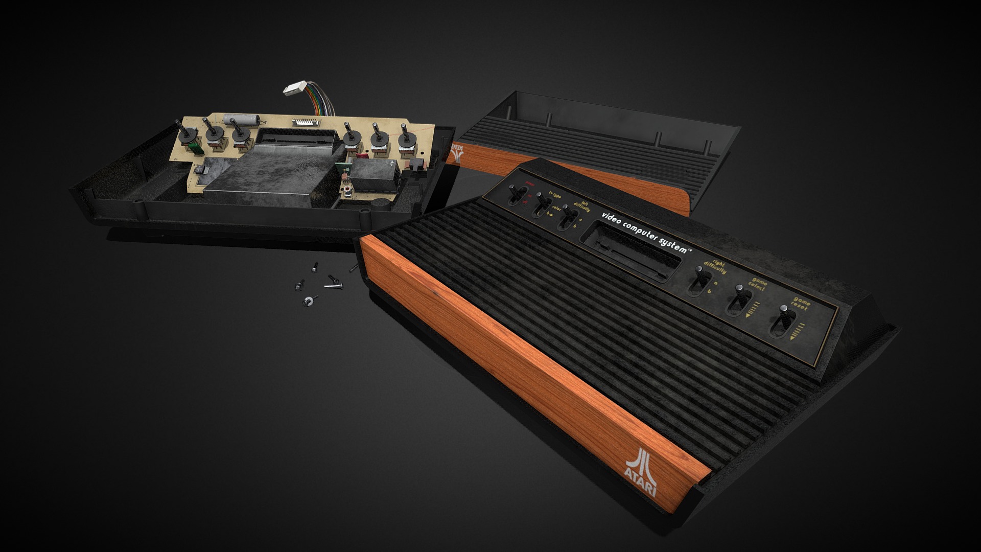 3D model Atari 2600 - This is a 3D model of the Atari 2600. The 3D model is about a black and brown electronic device.