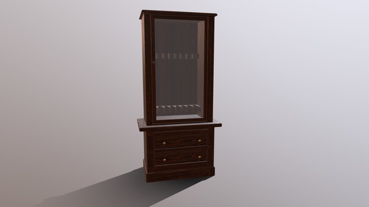 Old Gun Cabinet (with animations) 3D Model