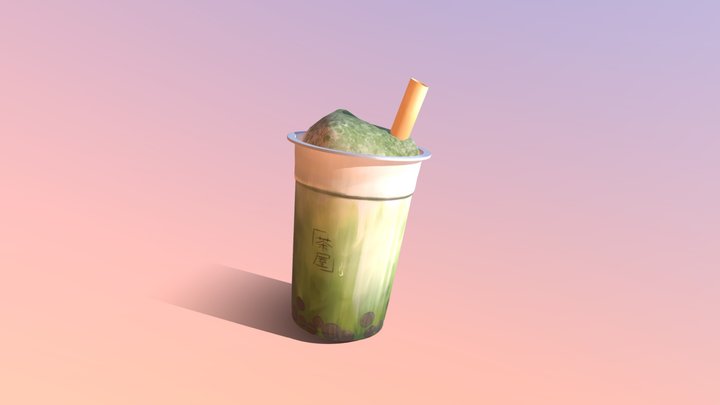 matcha with boba 3D Model