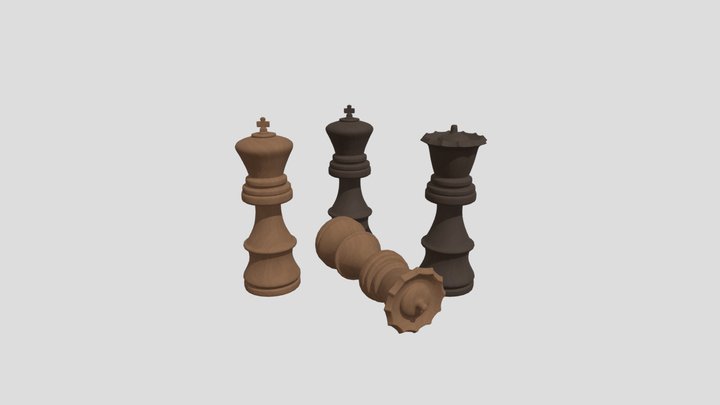 Kings and Queens chess pieces 3D Model