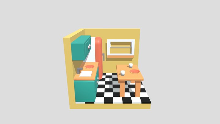 Mini kitchen scenery 3D Model