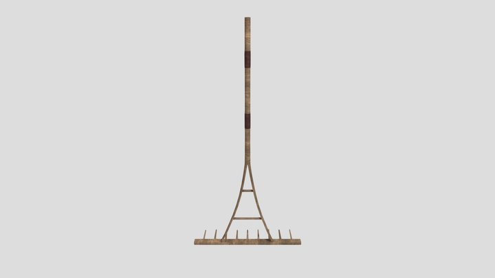 Medieval Wooden Rake 3D Model