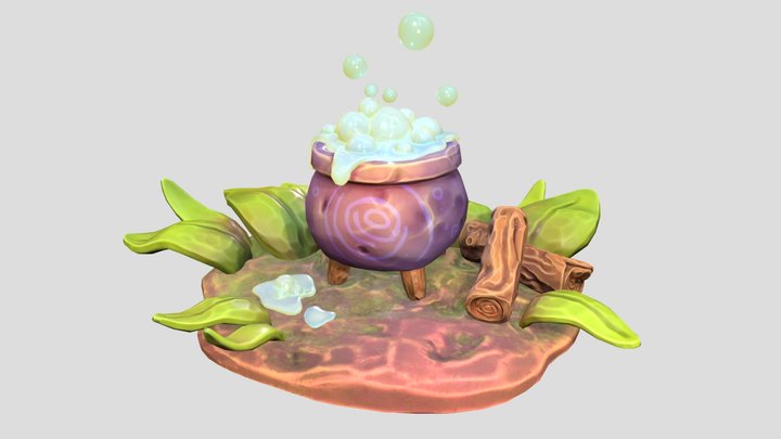 The magic cauldron with azure dragon's snot 3D Model