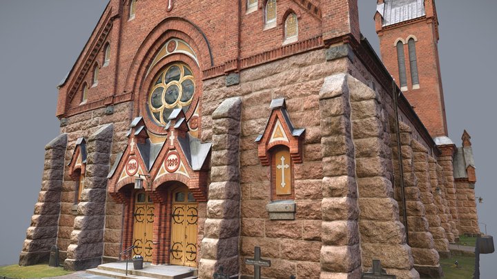 Stone and brick church in Eura, Finland – Modello 3D gratuito STL