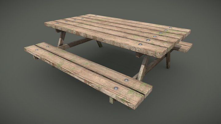 Rustic Old Bench 3D Model
