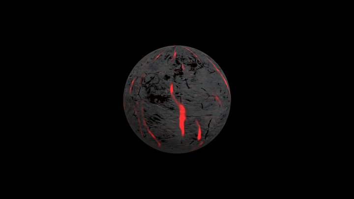 Rock Wall with Lava 3D Model