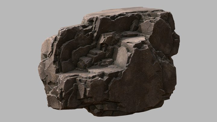 Blocky Cliff 3D Model
