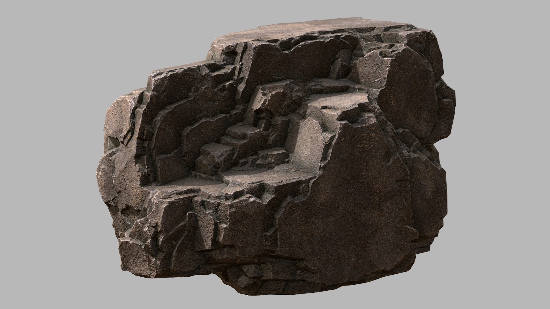 3D model Blocky Cliff - This is a 3D model of the Blocky Cliff. The 3D model is about a large rock with many jagged rocks.
