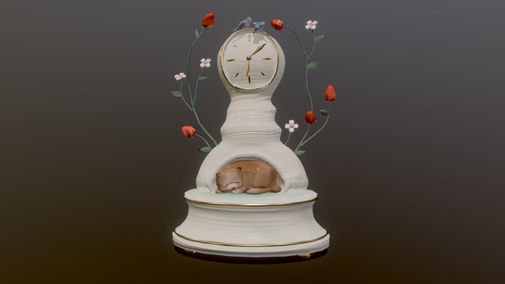 Handmade Porcelain Mantel Clock 3D Model