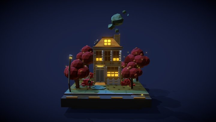 Little Neighborhood: House One (Night Version) 3D Model