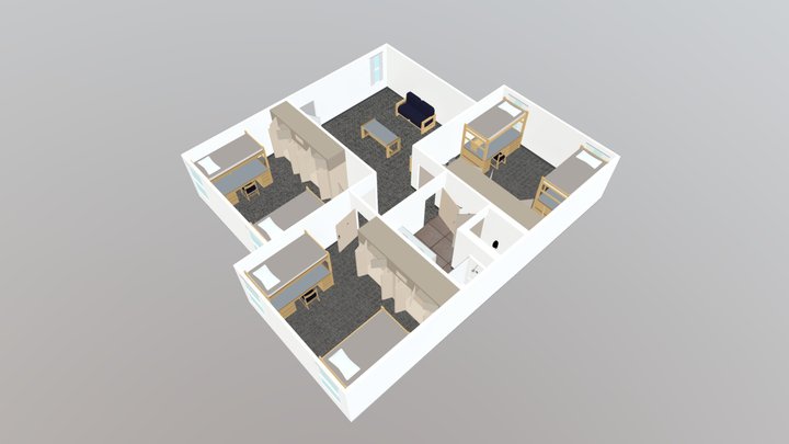 Suite Three Rooms Double 3D Model