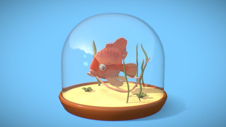 Stylized Fish Diorama 3D Model