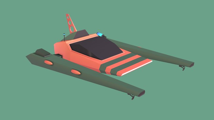 Carrot themed Low-poly Spacecraft 3D Model