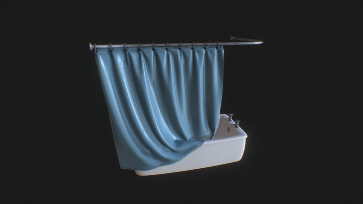 Bath and Curtains 3D Model