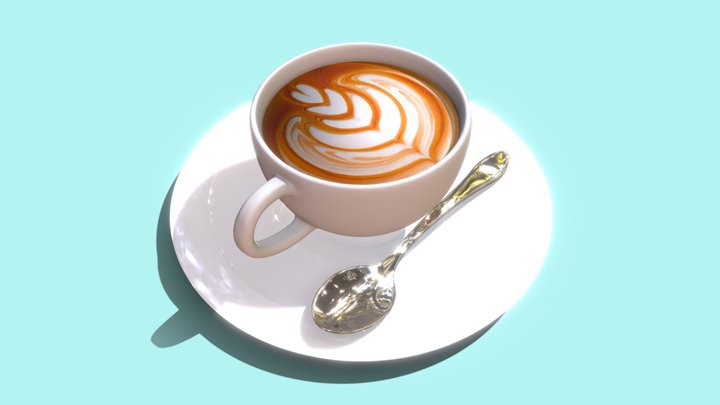Cafe Latte with Art (Cappuccino) 3D Model