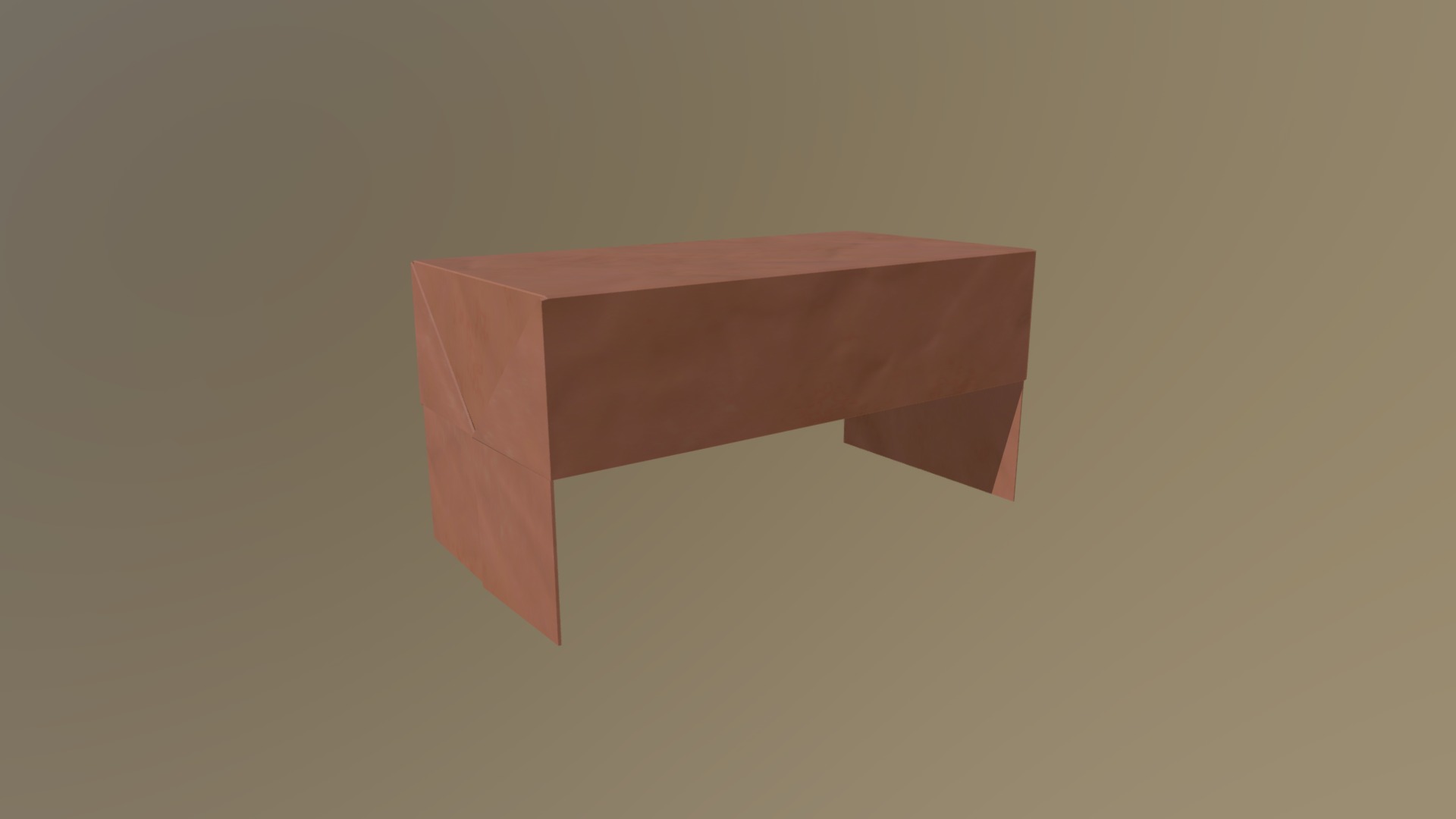 3D model Origami Bench - This is a 3D model of the Origami Bench. The 3D model is about a pink box on a green background.