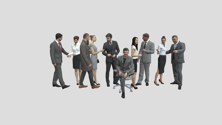10x Low Poly Casual People Business VOL01 Crowd 3D Model