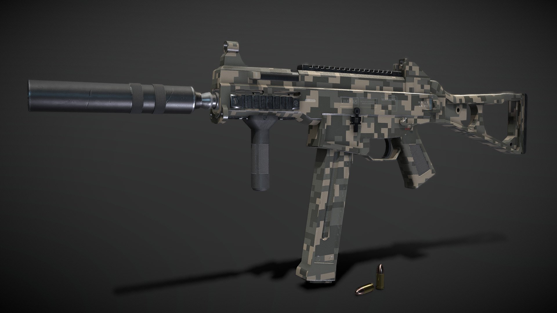 UMP 45 Digital camo ACU - 3D model by JedrzejK [521642d] - Sketchfab
