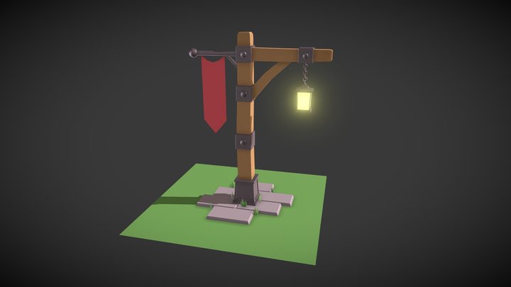 Medieval Lamppost 3D Model