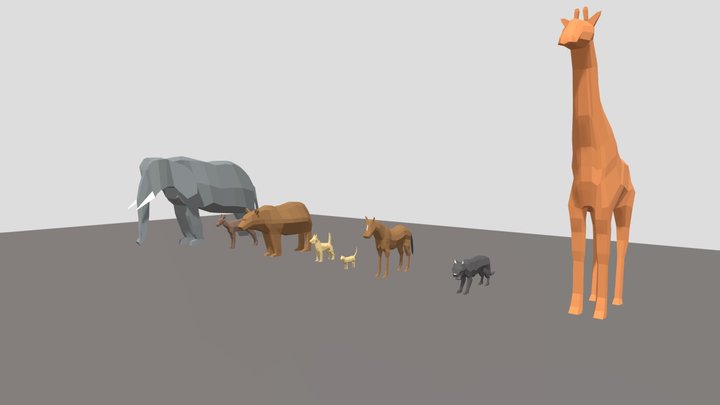 Polygonal Animal Pack 3D Model