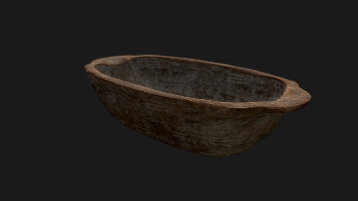 Rough wood fruit tray 3D Model
