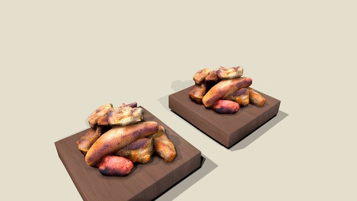 2 quality mesh Food meat steak beef pork 3D Model