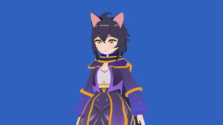 Anime Cat Girl Genshin-Like 3D Model