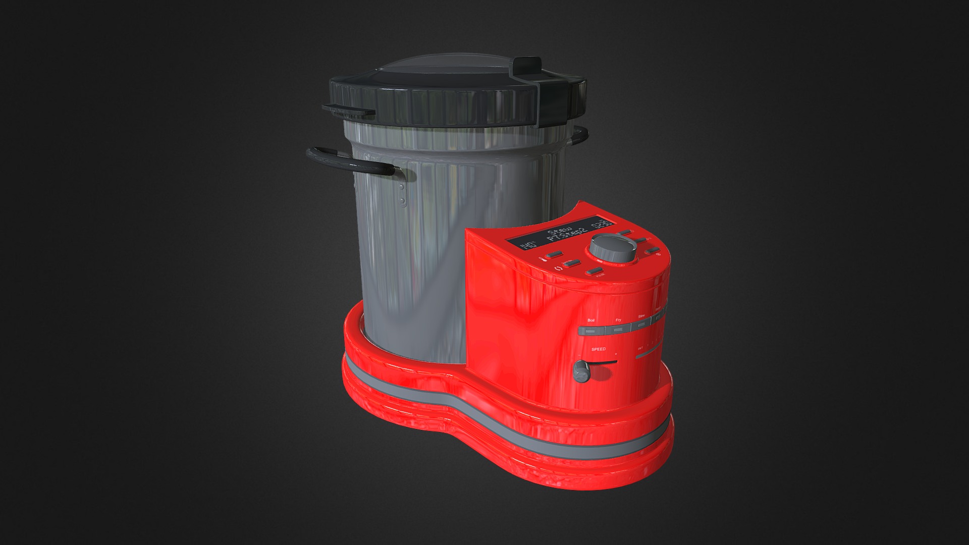 3D model Red Food Processor - This is a 3D model of the Red Food Processor. The 3D model is about a red and black machine.