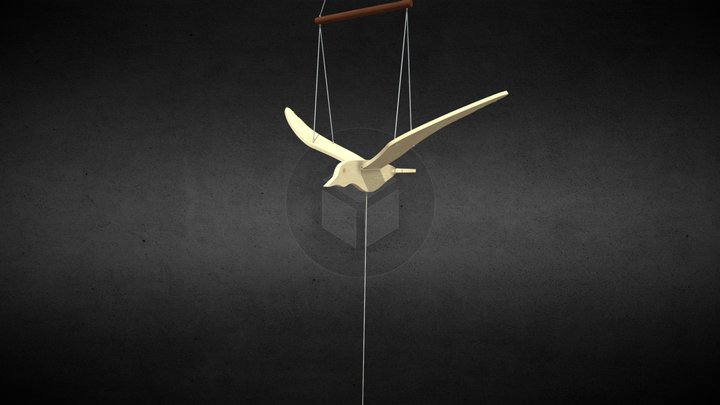 Wooden Flying Bird Mobile 3D Model