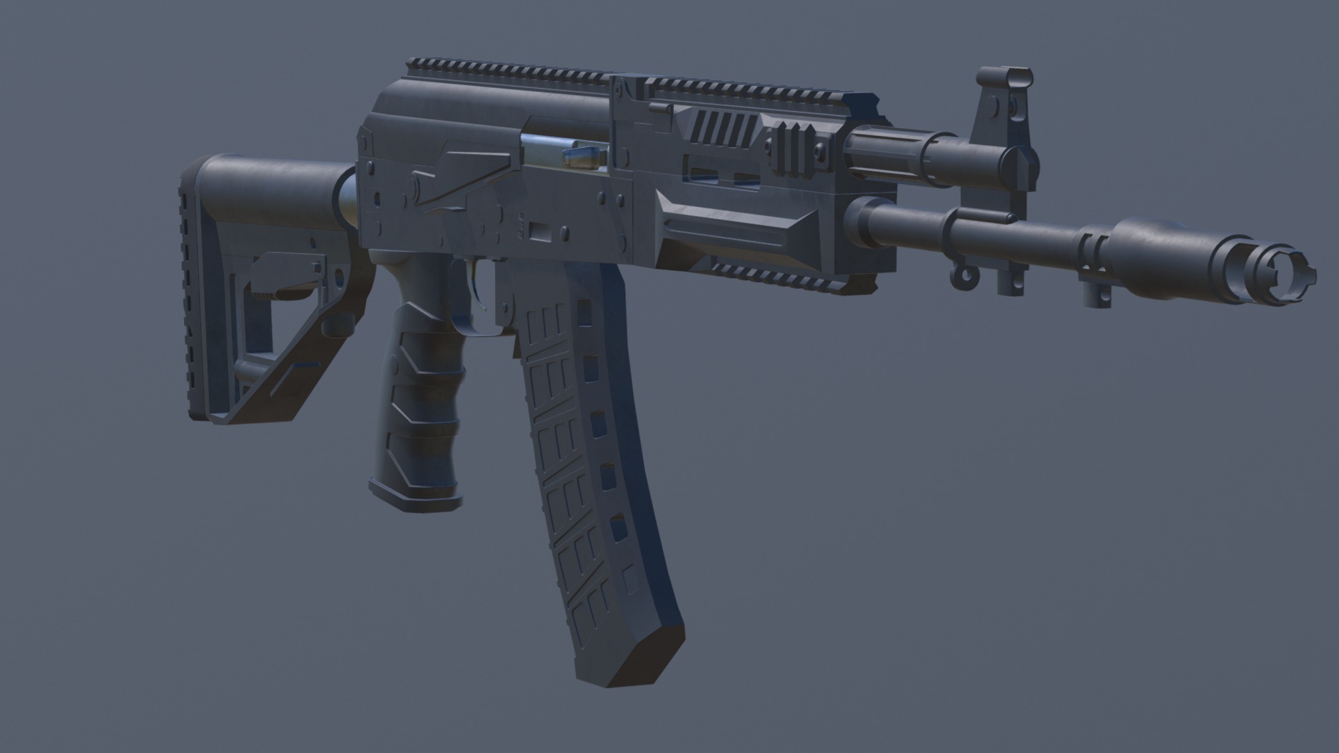 3D model AK12 New Kalashnikov assault rifle - This is a 3D model of the AK12 New Kalashnikov assault rifle. The 3D model is about a grey and white rifle.