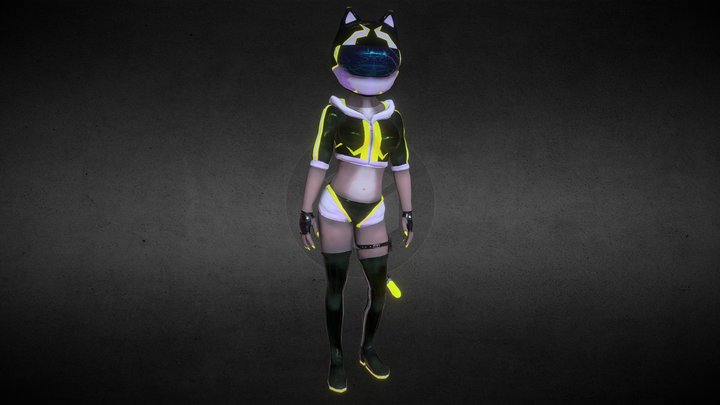 Kitty Biker 3D Model