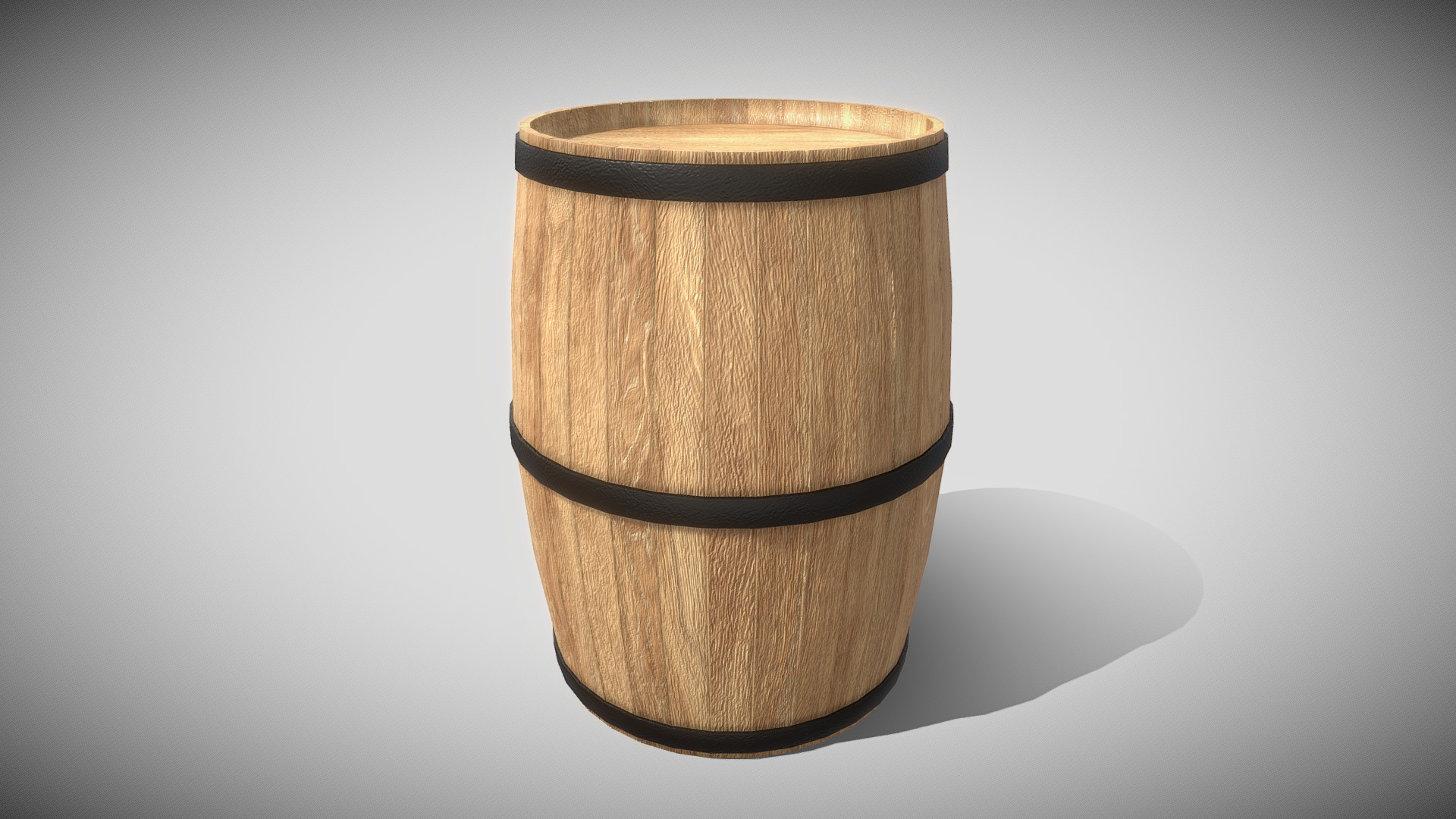 3D model Wooden Barrel (Blend File, OBJ, DAE) - This is a 3D model of the Wooden Barrel (Blend File, OBJ, DAE). The 3D model is about a wooden barrel on a white background.