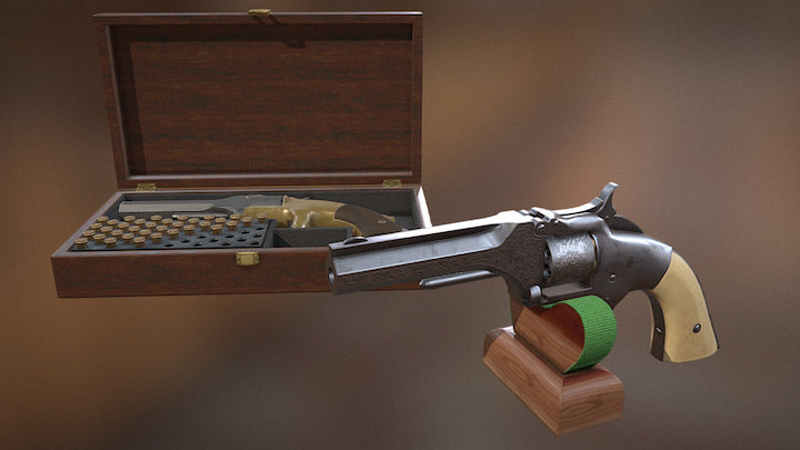 Smith & Wesson Model 1, 1st. Issue (with props) 3D Model