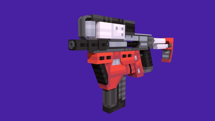 Cyberpunk Sub-machine Gun - Blockbench 3D Model