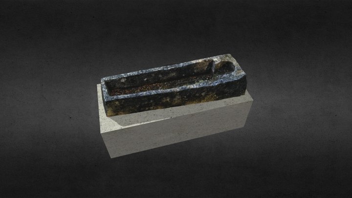 Roman Sarcophagus On Concrete Block - York, UK 3D Model