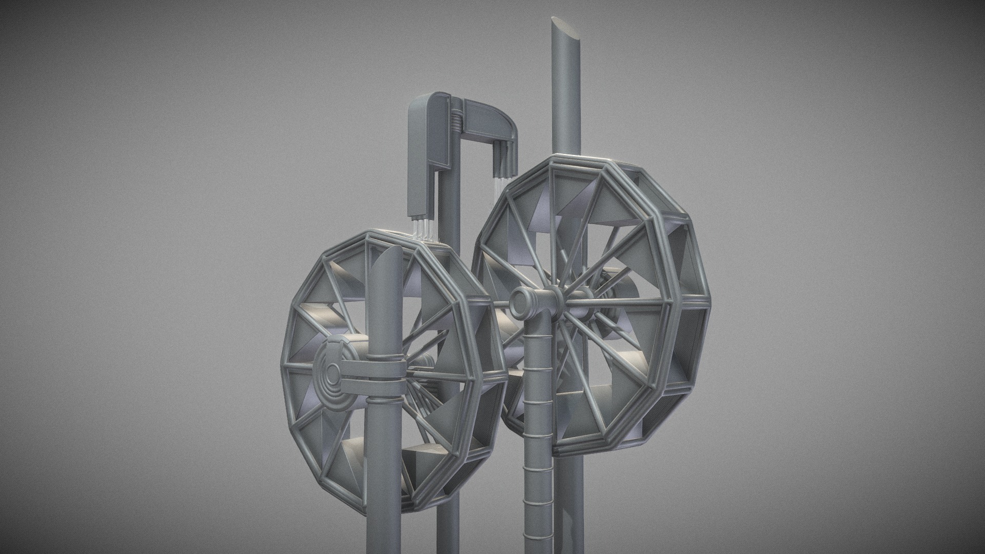 3D model Water Wheels Fountain (WIP-2) - This is a 3D model of the Water Wheels Fountain (WIP-2). The 3D model is about a close-up of a fan.
