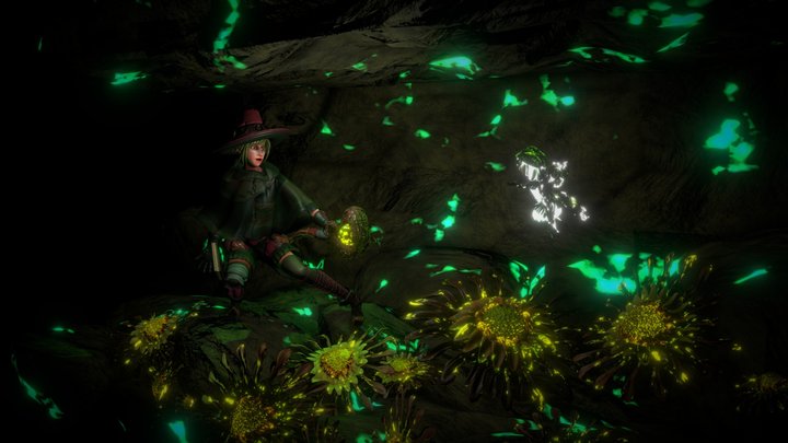 An Elf adventurer meet a stranger fairy in cave 3D Model