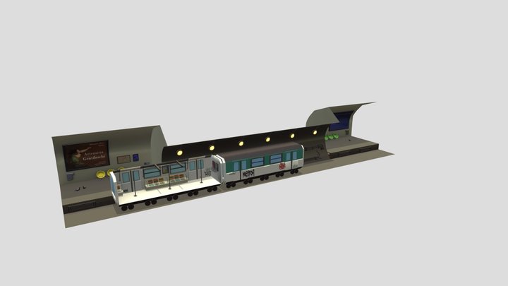 Metro station lowpoly scene 3D Model