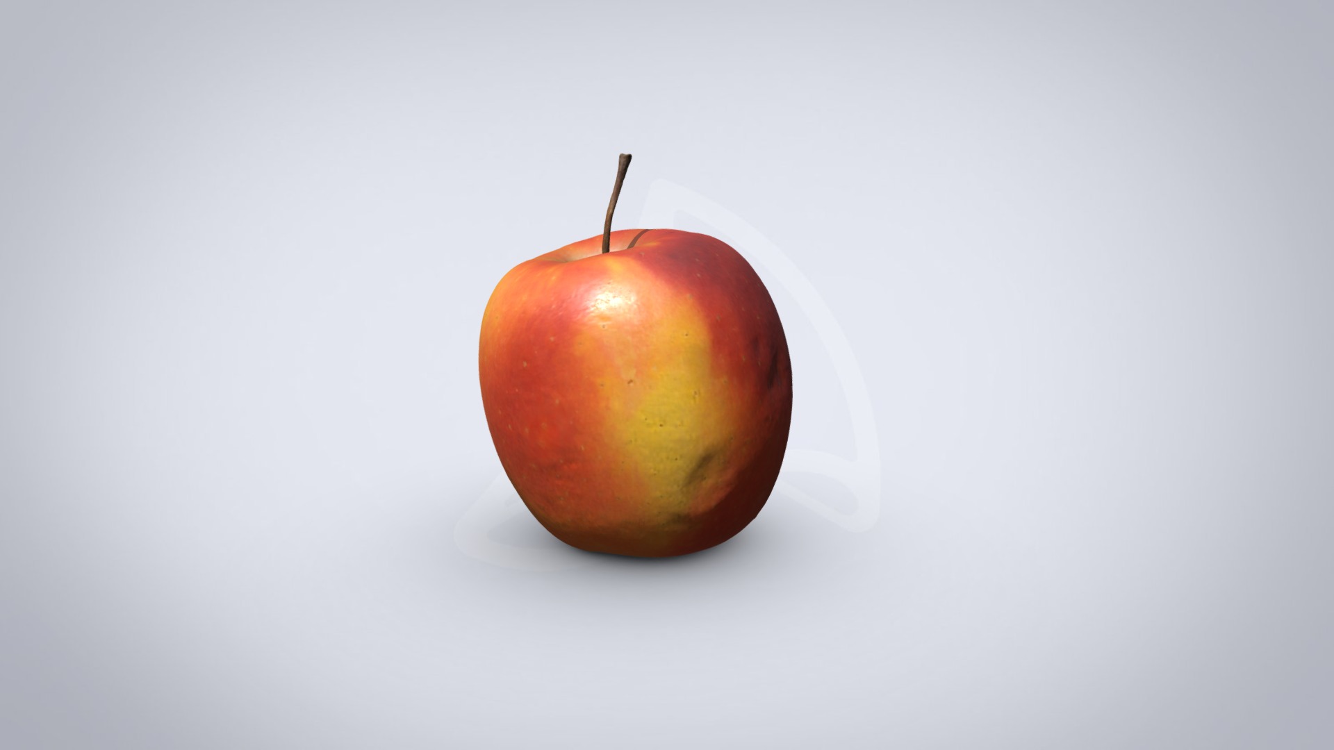 3D model Fuji red apple - This is a 3D model of the Fuji red apple. The 3D model is about a red apple on a white surface.