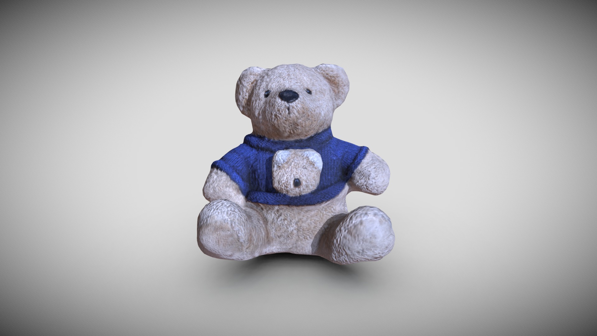 3D model Teddybear Scan Polished - This is a 3D model of the Teddybear Scan Polished. The 3D model is about a teddy bear wearing a blue shirt.