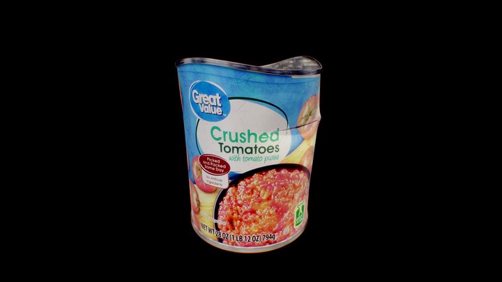 Dented Great Value Crushed Tomatoes Food Can 3D Model