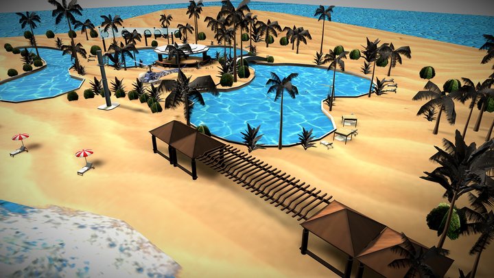 Sand island of Hawaii beach oasis 3D Model