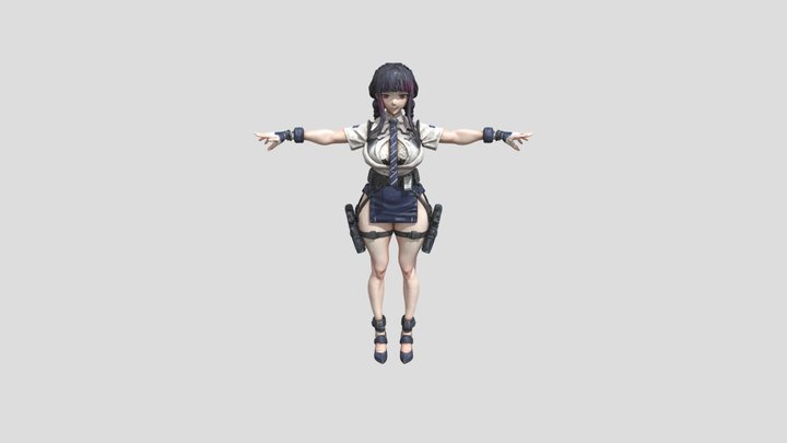 Anime Officer Figurine 3D Model