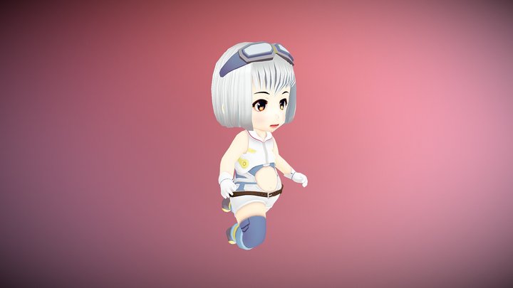 Anime Game ready character + animation 3D Model