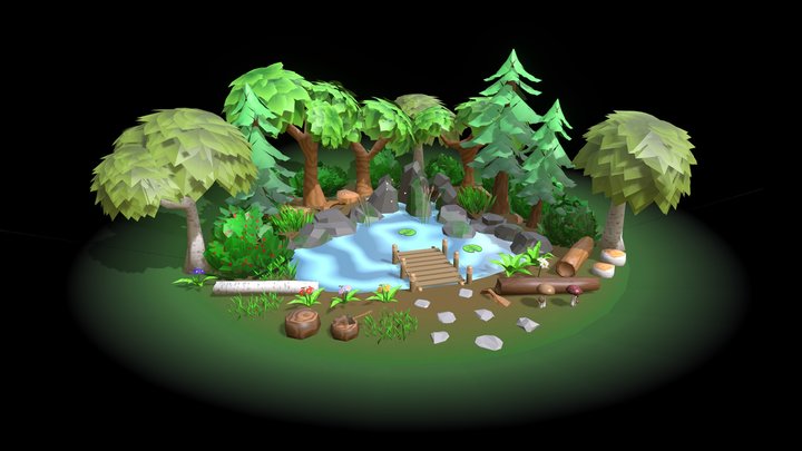 Stylized forest Assets 3D Model