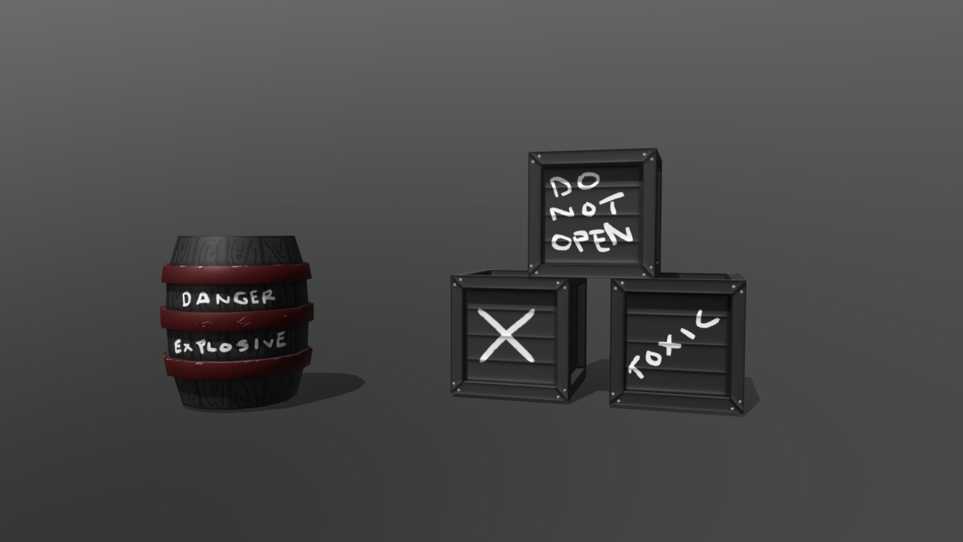 Hand Painted Barrel & Crates