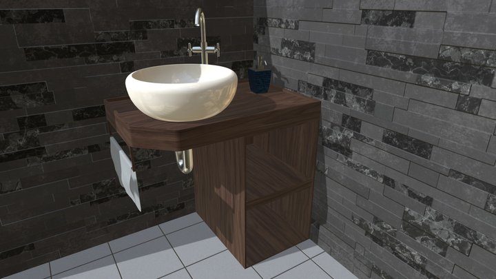 Ethnic Sink Cabinet 3D Model